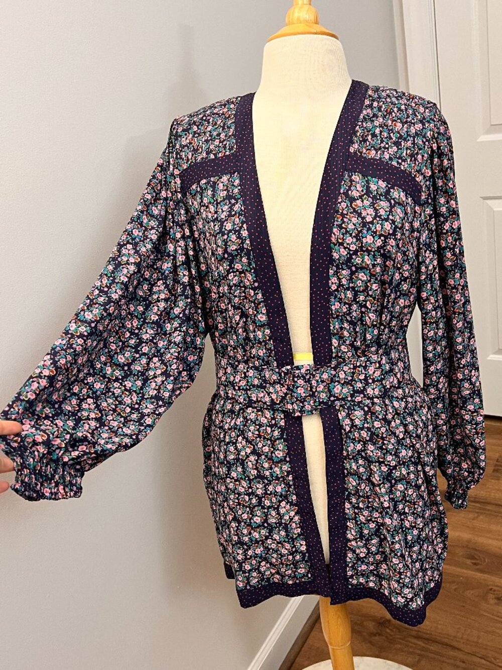 Vintage Diane Freis Floral Tunic Cardigan and Matching Belt M